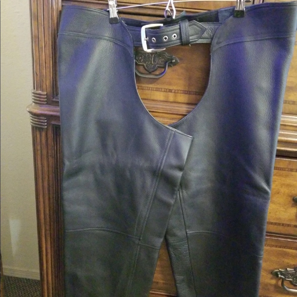 Mens Leather Motorcycle Chaps